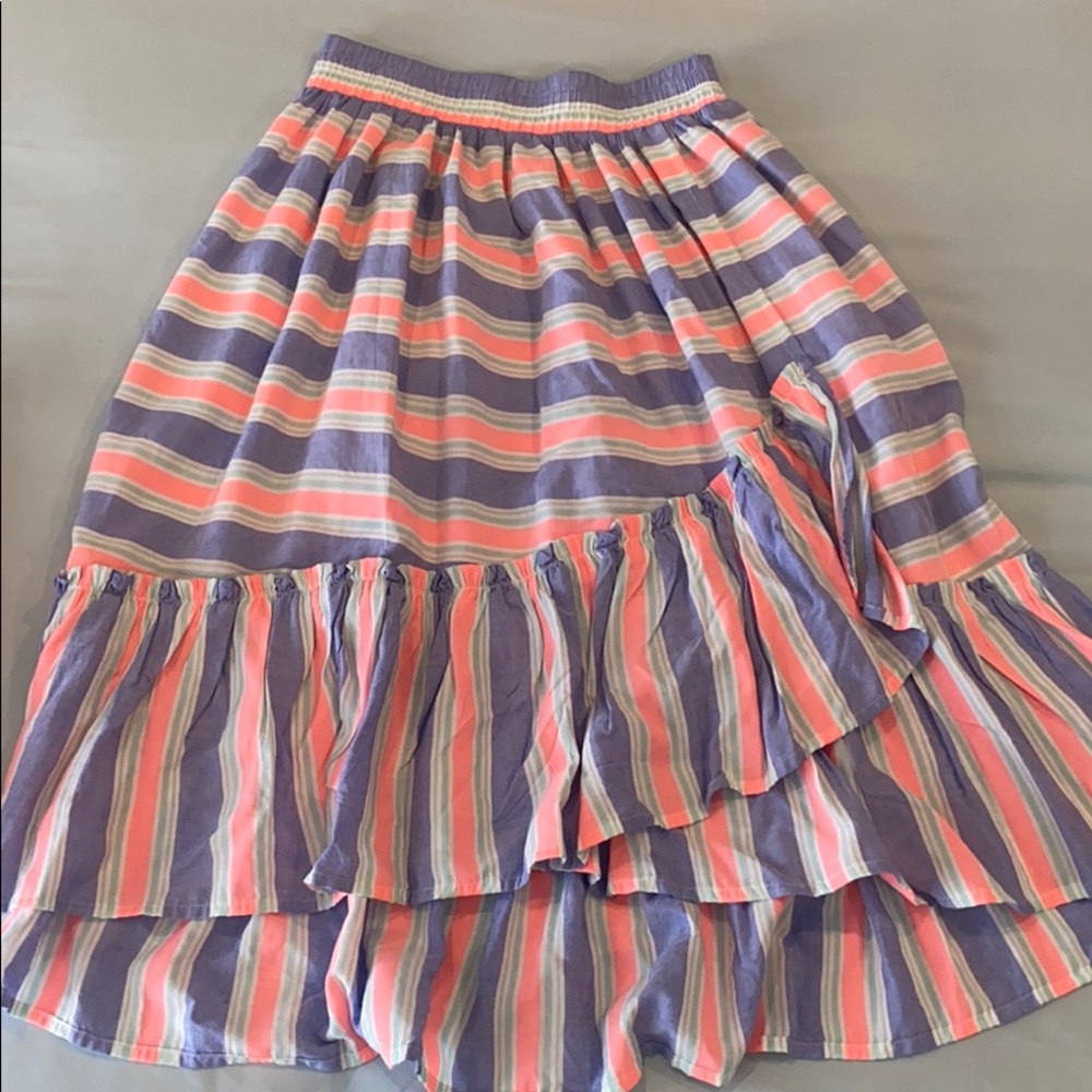 EUC Striped Ruffle Peasant Skirt